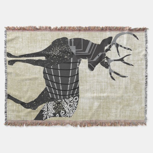 Deer Geometric Abstract Pattern Lodge Boys Deken (Voorkant)