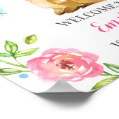 Deer Girl First Birthday Colorful Animal Welkom Poster (Hoek)