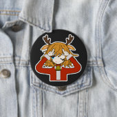 deer girl with santa clothes ronde button 4,0 cm (In situ)