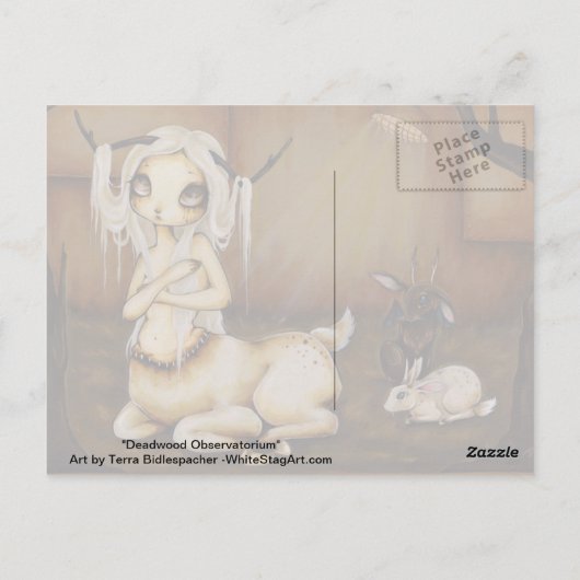 Deer girl zombie gothic fantasy briefkaart (Achterkant)