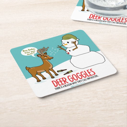 DEER GOGGLES FUNNY CHRISTMAS ONDERZETTERS (Schuin)