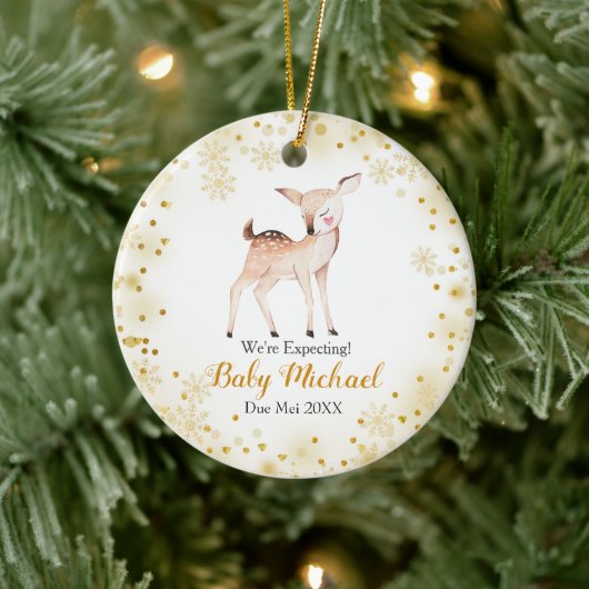 Deer Gold Glitter Animal We verwachten ouders Keramisch Ornament (Boom)
