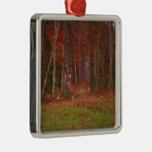 Deer, Green Grass Red en Gold leaves Metalen Ornament (Rechts)