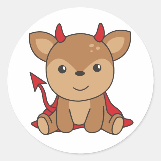 Deer Halloween Cute Devil Witch Costume Classic Ro Ronde Sticker (Voorkant)