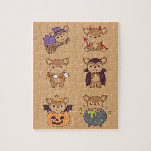 Deer Halloween Devil Pumpkin Vampire Costume Jigsa Legpuzzel (Verticaal)