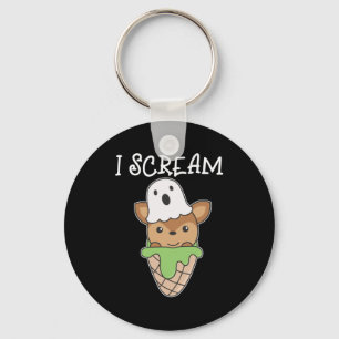 Deer Halloween Ghost I Scream Ice Cream Pun Sleutelhanger