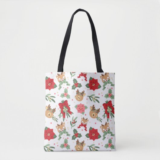 Deer Happy Tan Holiday Planten Pattern Tote Bag (Voorkant)
