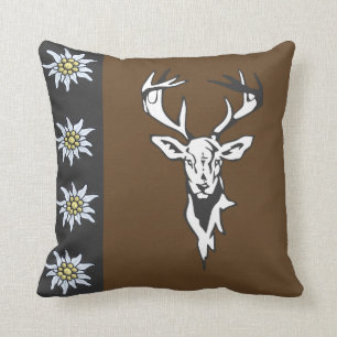 Deer Head Alpine Edelweiss American MoJo Pillow Kussen