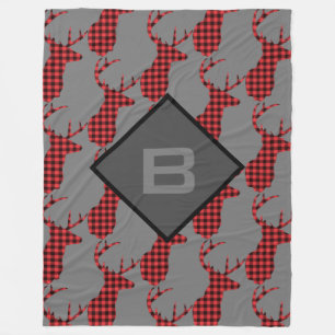 Deer Head Antlers Patroonbuffel Pset Monogram Fleece Deken