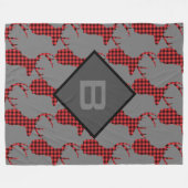 Deer Head Antlers Patroonbuffel Pset Monogram Fleece Deken (Voorkant (Horizontaal))