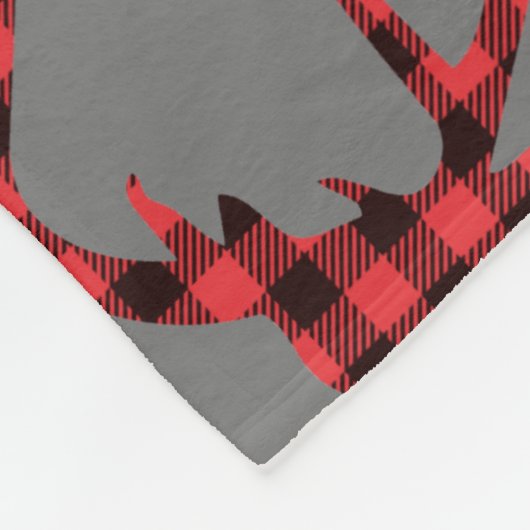 Deer Head Antlers Patroonbuffel Pset Monogram Fleece Deken (Hoek)