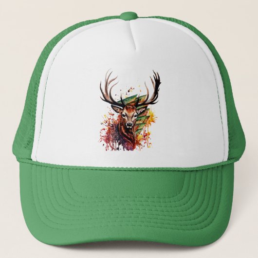 Deer Head Artwork Trucker Pet (Voorkant)