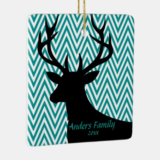 Deer Head Chevron | blauwgroen zwart Keramisch Ornament (Rechts)