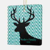 Deer Head Chevron | blauwgroen zwart Keramisch Ornament (Links)