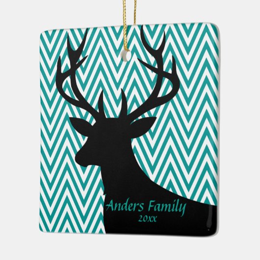 Deer Head Chevron | blauwgroen zwart Keramisch Ornament (Links)