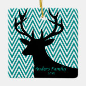 Deer Head Chevron | blauwgroen zwart Keramisch Ornament (Voorkant)