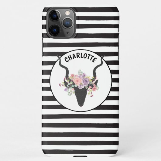 Deer head en rozen op maat iPhone hoesje (Achterkant)