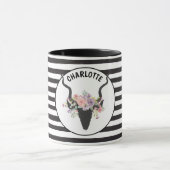 Deer head en rozen op maat mok (Midden)