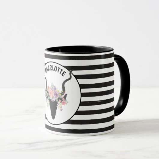 Deer head en rozen op maat mok (Voorkant rechts)