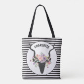Deer head en rozen op maat tote bag (Achterkant)