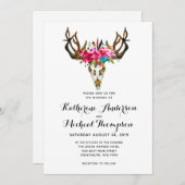 Deer Head Floral Wedding Kaart (Voorkant / Achterkant)