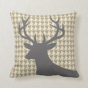 Deer Head Houndstooth   eggshell grijs Kussen