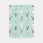 Deer Head in Mint en Grey Fleece Deken (Voorkant)