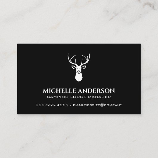 Deer Head Logo | Achtergrond houtkap Visitekaartje (Achterkant)