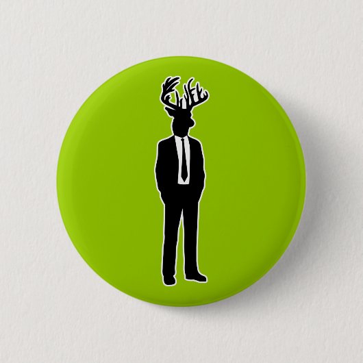 Deer Head-Man in een Suit en Stropdas Ronde Button 5,7 Cm (Voorkant)