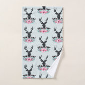 Deer Head met bloemen en bergen Patroon Bad Handdoek (Handdoek)