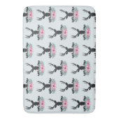Deer Head met bloemen en bergen Patroon Badmat (Voorkant Verticaal)