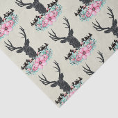 Deer Head met bloemen en bergen Patroon Tissuepapier (Detail)