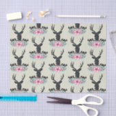 Deer Head met bloemen en bergen Patroon Tissuepapier (Craft)