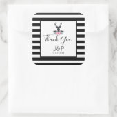 Deer Head met Flowers & Mountains Weddenschap Beda Vierkante Sticker (Tas)