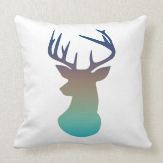 Deer Head Modern Ombre Navy en Aqua Blue Kussen