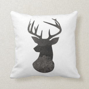 Deer Head Modern Ombre Waterverf zwart-wit Kussen