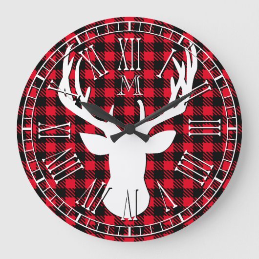 Deer Head Monogram Buffalo Pset Grote Klok (Voorkant)