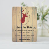 Deer head - Red Pset Rustic Save the Date (Staand voorkant)
