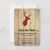 Deer head - Red Pset Rustic Save the Date (Voorkant)