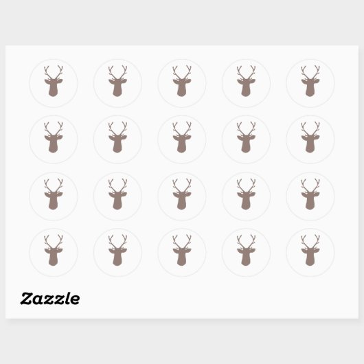 Deer Head Ronde Sticker (Vel)
