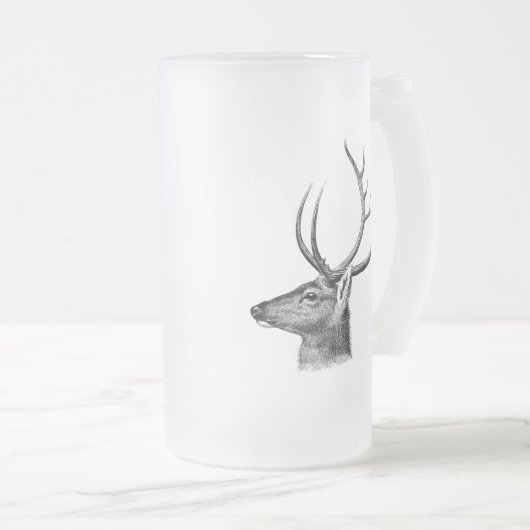 Deer Head Silhouette Matglas Bierpul (Voorkant rechts)