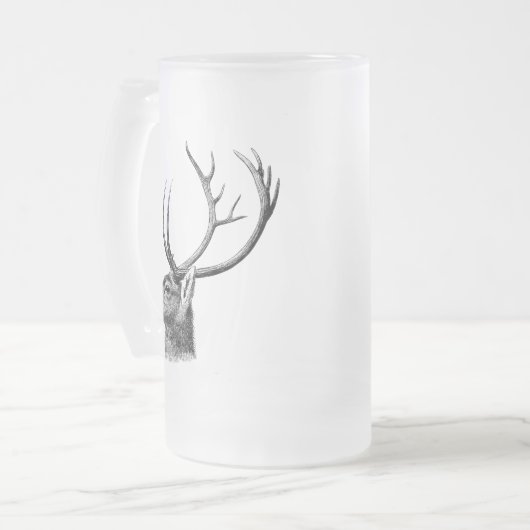 Deer Head Silhouette Matglas Bierpul (Voorkant links)
