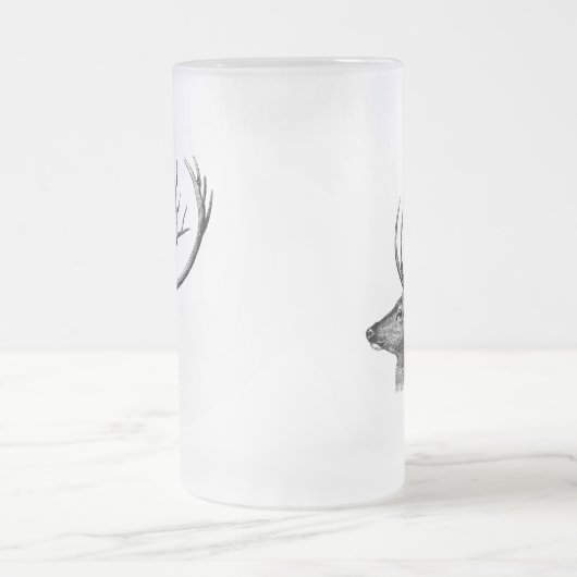 Deer Head Silhouette Matglas Bierpul (Center)