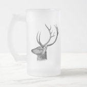 Deer Head Silhouette Matglas Bierpul (Links)