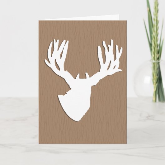 Deer Head Silhouette voor Hunter Birthday Kaart (Voorkant)