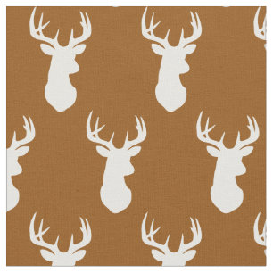 Deer Head Silhouettes Country Cabin Stof