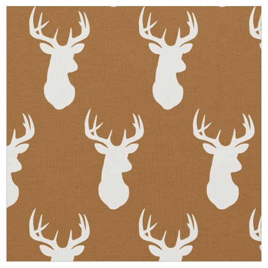 Deer Head Silhouettes Country Cabin Stof (Close Up)