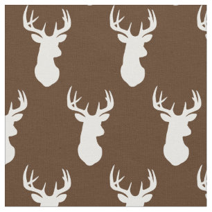 Deer Head Silhouettes Country Cabin Stof