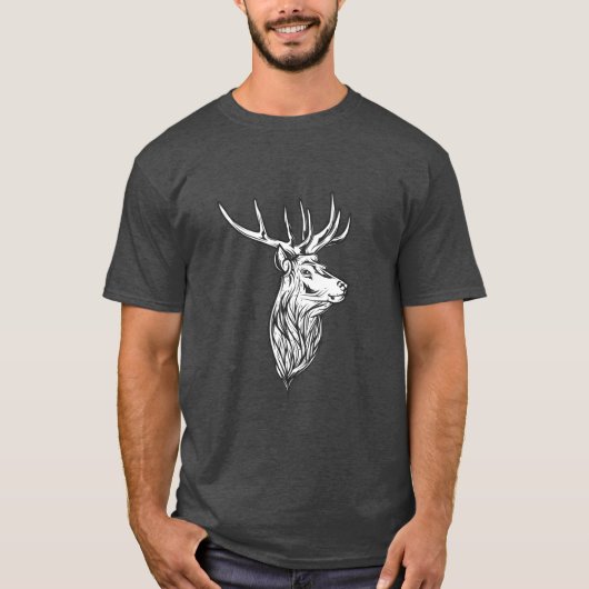 Deer Head  Style Hunt Theme T-shirt (Voorkant)