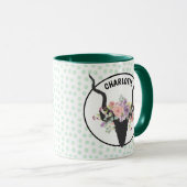 Deer head versierd met gepersonaliseerde rozen mok (Voorkant rechts)